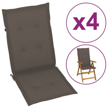vidaXL Μαξιλάρια Καρέκλας Κήπου με Πλάτη 4 τεμ. Taupe 120x50x3cm
