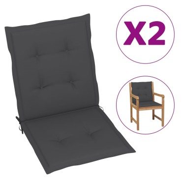 vidaXL Μαξιλάρια Καρέκλας Κήπου Πλάτη 2τεμ Ανθρακί Ύφασμα Oxford