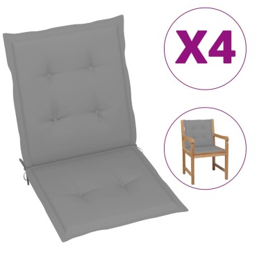vidaXL Μαξιλάρια Καρέκλας Κήπου Πλάτη 4 τεμ. Γκρι Ύφασμα Oxford