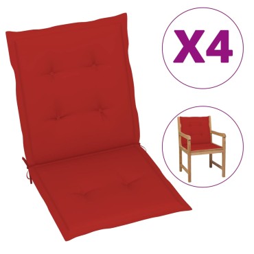 vidaXL Μαξιλάρια Καρέκλας Κήπου με Πλάτη 4 τεμ. Κόκκινα 100x50x3 εκ.
