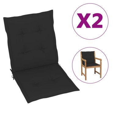 vidaXL Μαξιλάρια Καρέκλας Κήπου με Πλάτη 2 τεμ. Μαύρα 100x50x3cm