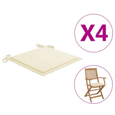 vidaXL Μαξιλάρια Καρέκλας Κήπου 4 τεμ. Κρεμ 40x40x4cm Ύφασμα Oxford