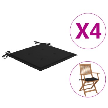 vidaXL Μαξιλάρια Καρέκλας Κήπου 4 τεμ. Μαύρα 40x40x4cm Υφασμάτινα