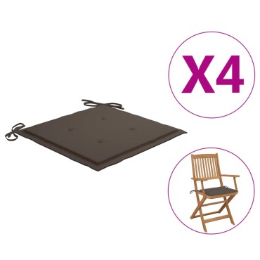 vidaXL Μαξιλάρια Καρέκλας Κήπου 4 τεμ. Taupe 40x40x4cm Υφασμάτινα