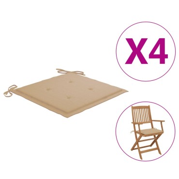 vidaXL Μαξιλάρια Καρέκλας Κήπου 4 τεμ. Μπεζ 40x40x4cm Υφασμάτινα