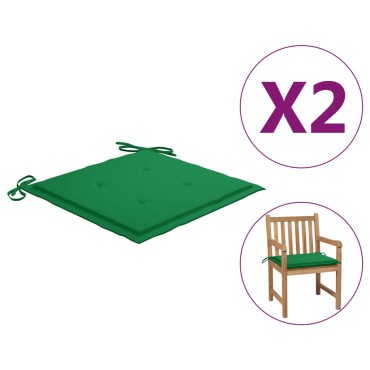 vidaXL Μαξιλάρια Καρέκλας Κήπου 2 τεμ. Πράσινα 50x50x3cm Υφασμάτινα