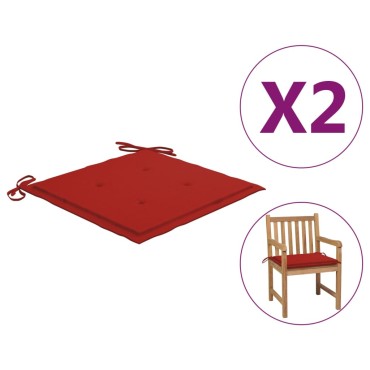 vidaXL Μαξιλάρια Καρέκλας Κήπου 2τεμ Κόκκινα 50x50x4cm Oxford Ύφασμα