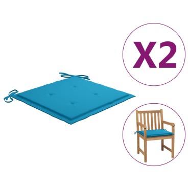 vidaXL Μαξιλάρια Καρέκλας Κήπου 2 τεμ. Μπλε 50x50x3cm Oxford Ύφασμα