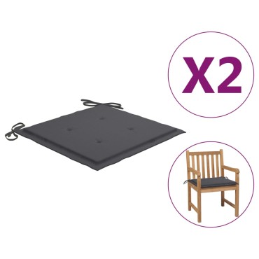 vidaXL Μαξιλάρια Καρέκλας Κήπου 2τεμ Ανθρακί 50x50x4cm Oxford Ύφασμα