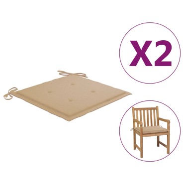 vidaXL Μαξιλάρια Καρέκλας Κήπου 2 τεμ. Μπεζ 50x50x4cm Ύφασμα Oxford