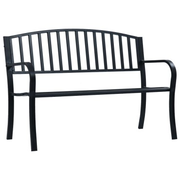 vidaXL Παγκάκι Κήπου Μαύρο Ατσάλινο 125x53x82cm 1 τεμ.