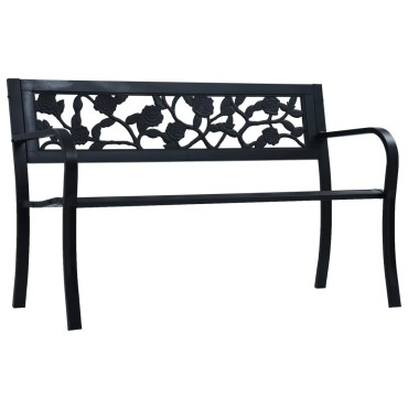 vidaXL Παγκάκι Κήπου Μαύρο Ατσάλινο 125x53x77cm 1 τεμ.