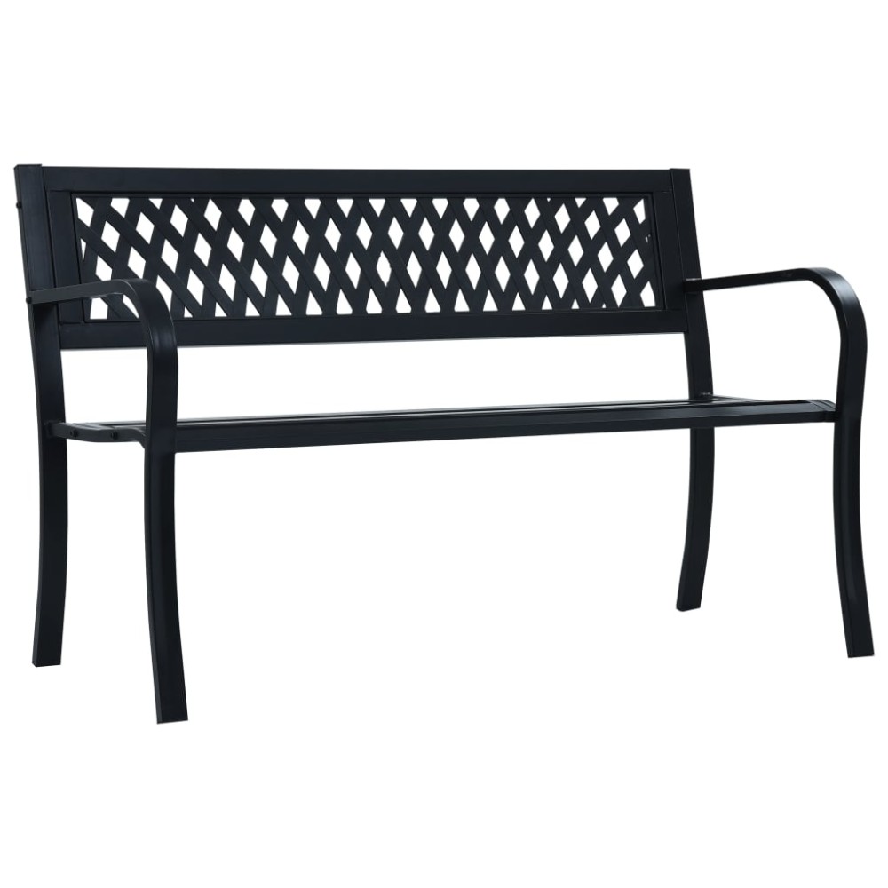 vidaXL Παγκάκι Κήπου Μαύρο Ατσάλινο 125x53x77cm 1 τεμ.