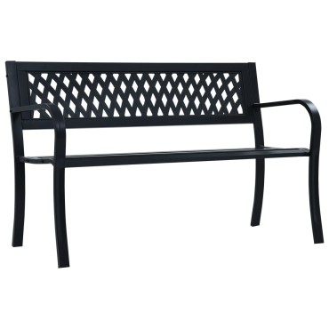 vidaXL Παγκάκι Κήπου Μαύρο Ατσάλινο 125x53x77cm 1 τεμ.