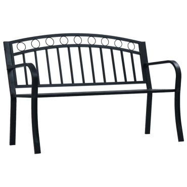 vidaXL Παγκάκι Κήπου Μαύρο Ατσάλινο 125x53x84cm 1 τεμ.