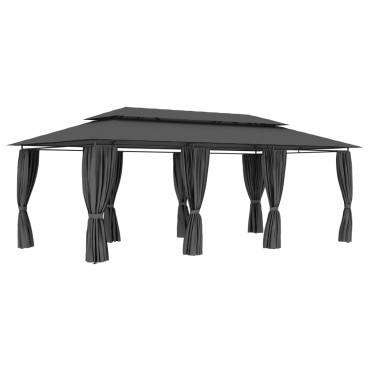 vidaXL Κιόσκι με Κουρτίνες Ανθρακί 600 x 298 x 270 εκ.