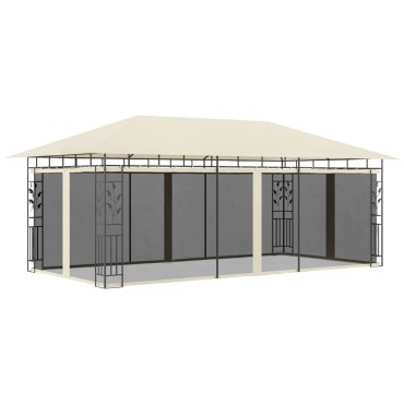 vidaXL Κιόσκι με Αντικουνουπικό Δίχτυ Κρεμ 6x3x2,73 μ.