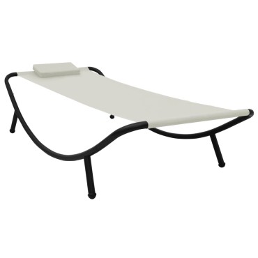 vidaXL Ξαπλώστρα - Κρεβάτι Κήπου Κρεμ 200x90cm από Ατσάλι