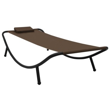 vidaXL Ξαπλώστρα - Κρεβάτι Κήπου Καφέ 200x90cm από Ατσάλι