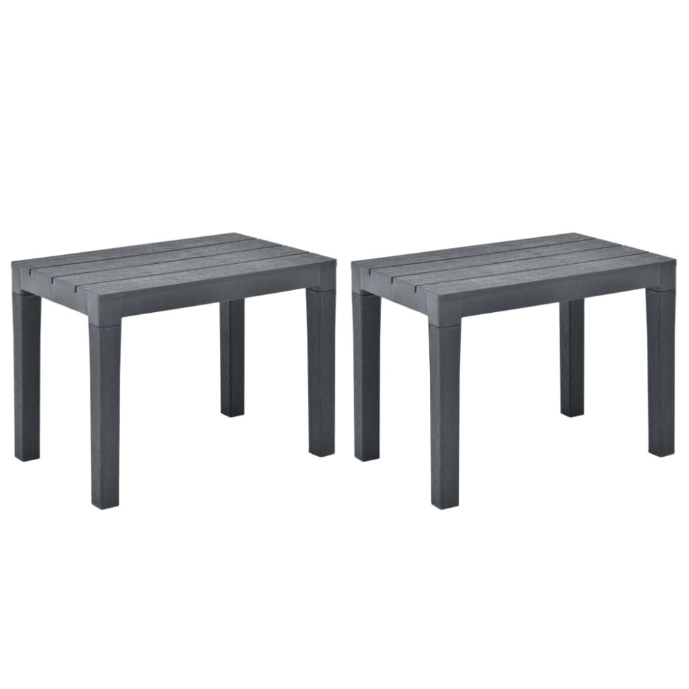 vidaXL Πάγκοι Κήπου 2 τεμ. Ανθρακί Πλαστικοί 60x38,5x45cm