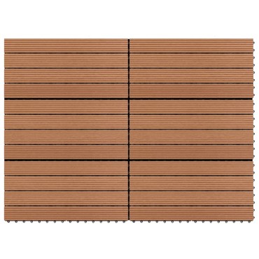 vidaXL Πλακάκια 6 τεμ. Καφέ 1 μ² / 60 x 30 εκ. από WPC