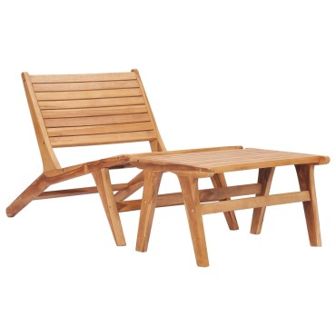 vidaXL Καρέκλα Κήπου με Υποπόδιο από Μασίφ Ξύλο Teak 89,5x60x65cm 1 τεμ.