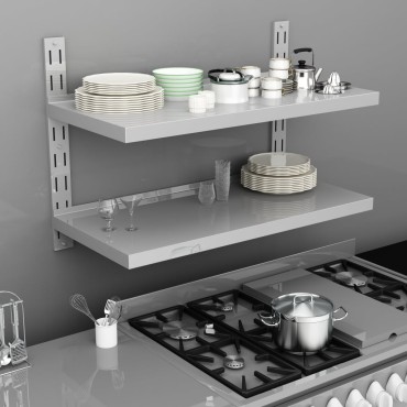 vidaXL Ράφι Τοίχου 2 Επιπέδων 100x30cm από Ανοξείδωτο Ατσάλι 1 τεμ.