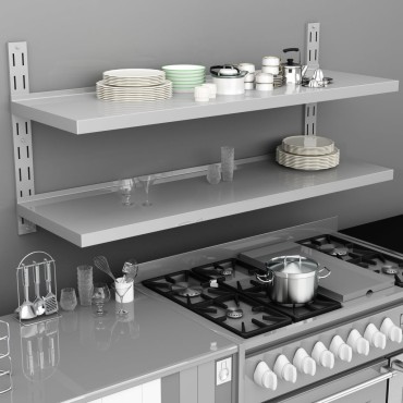 vidaXL Ράφι Τοίχου 2 Επιπέδων 150x30cm από Ανοξείδωτο Ατσάλι 1 τεμ.