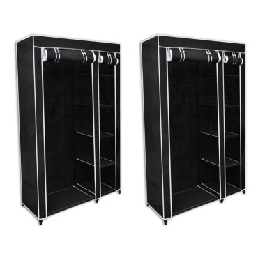 vidaXL Ντουλάπες 2 τεμ. Μαύρες Υφασμάτινες 110x45x175cm