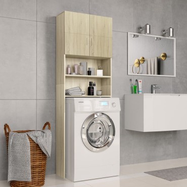 vidaXL Ντουλάπι Πλυντηρίου Χρώμα Sonoma Δρυς 64x25,5x190εκ Επεξ. Ξύλο