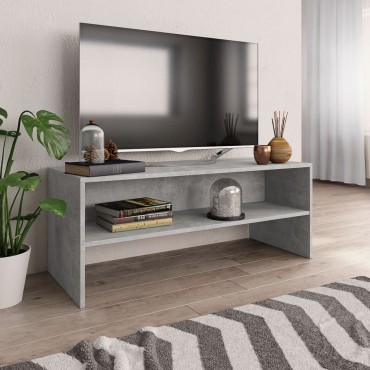 vidaXL Έπιπλο Τηλεόρασης Γκρι Σκυροδέματος 100x40x40cm Επεξ. Ξύλο