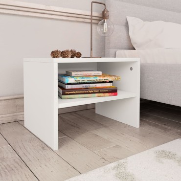 vidaXL Κομοδίνο Λευκό 40x30x30cm από Επεξ. Ξύλο 1 τεμ.