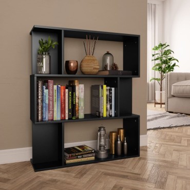vidaXL Βιβλιοθήκη/Διαχωριστικό Χώρου Μαύρο 80x24x96cm Επεξ. Ξύλο 1 τεμ.