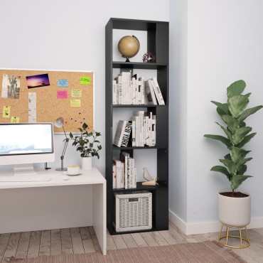 vidaXL Βιβλιοθήκη/Διαχωριστικό Χώρου Μαύρη 45x24x159cm Επεξ. Ξύλο 1 τεμ.