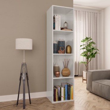 vidaXL Βιβλιοθήκη/Έπιπλο TV Γυαλιστερό Λευκό 36x30x143cm Επεξ. Ξύλο 1 τεμ.