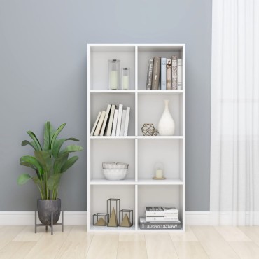vidaXL Ραφιέρα/Βιβλιοθήκη Γυαλιστερό Λευκό 66x30x130cm Επεξ. Ξύλο 1 τεμ.