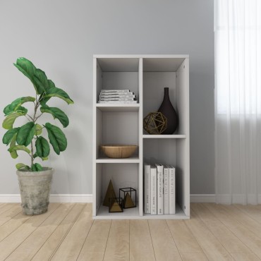 vidaXL Ραφιέρα / Βιβλιοθήκη Γυαλιστερό Λευκό 50x25x80cm Επεξ. Ξύλο 1 τεμ.