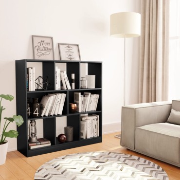 vidaXL Βιβλιοθήκη Μαύρη 97,5x29,5x100cm από Επεξ. Ξύλο 1 τεμ.