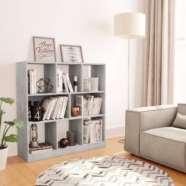 vidaXL Βιβλιοθήκη Γκρι Σκυροδέματος 97,5x29,5x100cm Επεξ. Ξύλο 1 τεμ.