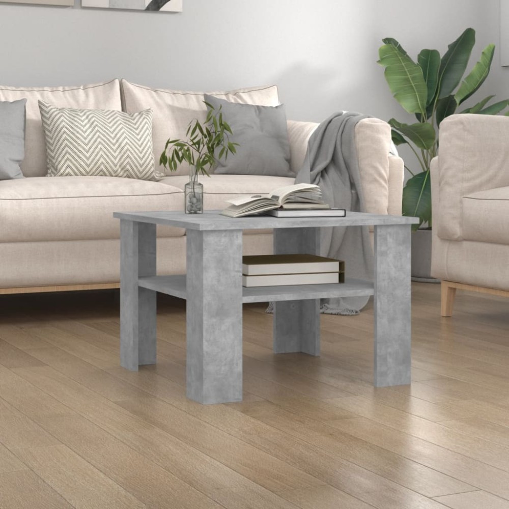 vidaXL Τραπεζάκι Σαλονιού Γκρι Σκυροδέματος 60x60x42cm Επεξ. Ξύλο 1 τεμ.