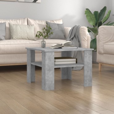 vidaXL Τραπεζάκι Σαλονιού Γκρι Σκυροδέματος 60x60x42cm Επεξ. Ξύλο 1 τεμ.