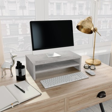 vidaXL Βάση Οθόνης Γκρι του Σκυροδέματος 42x24x13cm από Επεξ. Ξύλο