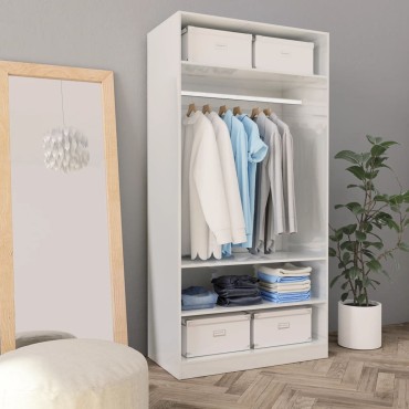 vidaXL Ντουλάπα Γυαλιστερό Λευκό 100x50x200cm από Επεξ. Ξύλο 1 τεμ.
