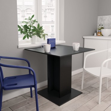 vidaXL Τραπεζαρία Μαύρη 80x80x75cm από Επεξ. Ξύλο 1 τεμ.