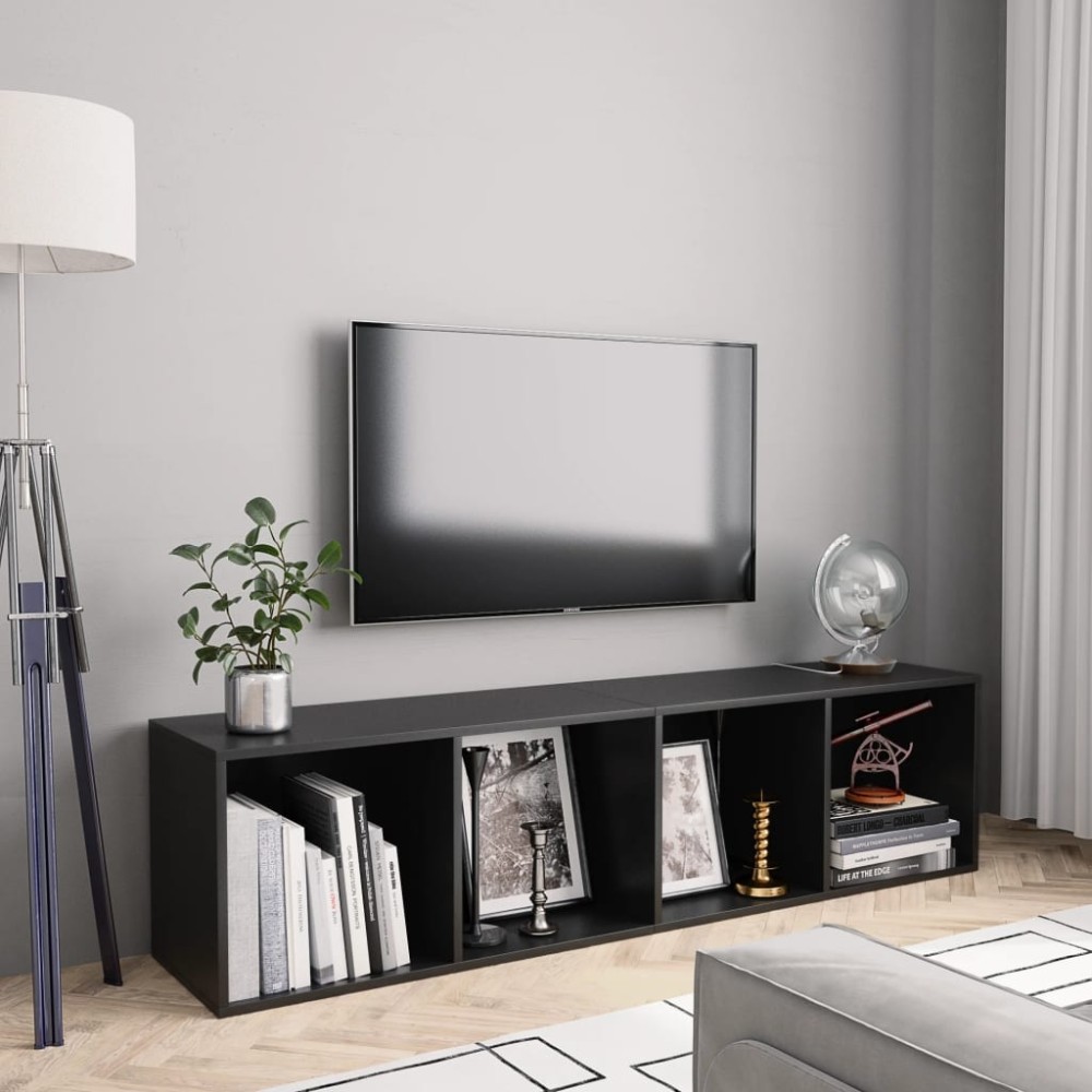 vidaXL Βιβλιοθήκη/Έπιπλο Τηλεόρασης Μαύρο 143x30x36cm 1 τεμ.