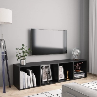 vidaXL Βιβλιοθήκη/Έπιπλο Τηλεόρασης Μαύρο 143x30x36cm 1 τεμ.