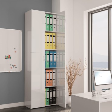 vidaXL Ντουλάπα Γραφείου Γυαλιστερό Λευκό 60x32x190cm Μοριοσανίδα 1 τεμ.