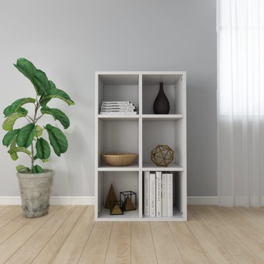 vidaXL Ραφιέρα/Βιβλιοθήκη Γυαλιστερό Λευκό 66x30x98cm Επεξ. Ξύλο 1 τεμ.