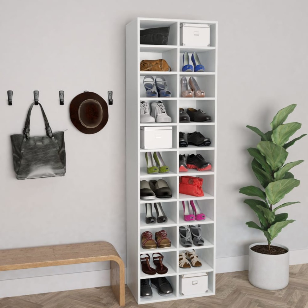 vidaXL Παπουτσοθήκη Λευκή 54x34x183cm από Επεξεργασμένο Ξύλο
