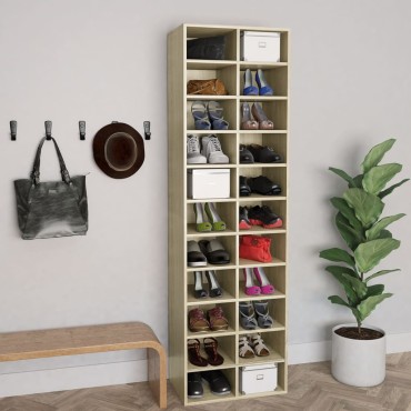 vidaXL Παπουτσοθήκη Sonoma Δρυς 54x34x183cm Επεξεργασμένο Ξύλο